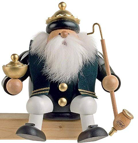 KWO Smoking Man Figurine, Holy King Balthasar, 17 cm, Wood, Multi-Colour, 30 x 30 x 17 cm