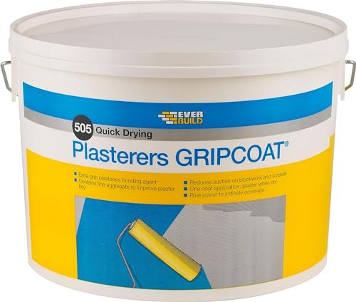 Everbuild 505 Quick Drying Plasterers Grip Coat – Plaster Bonding Agent – Blue – 10 L