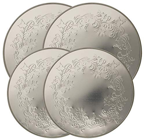 Range Kleen 4 Pack Round Ivy Embossed Silver Burner Kovers with 2 8.5 Inch and 2 10.5 Inch