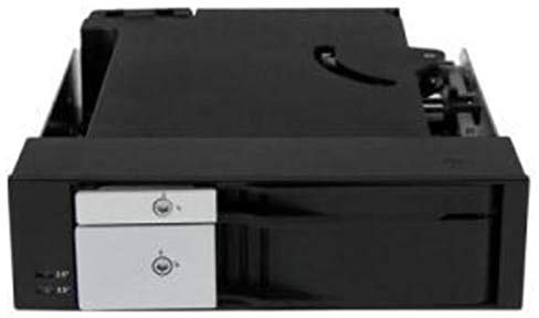 StarTech.com Dual Bay 5.25 Trayless Hot Swap Mobile Rack Backplane for 2.5 and 3.5 SATA,SAS HDD or SSD with Fan (HSB2535SATBK)