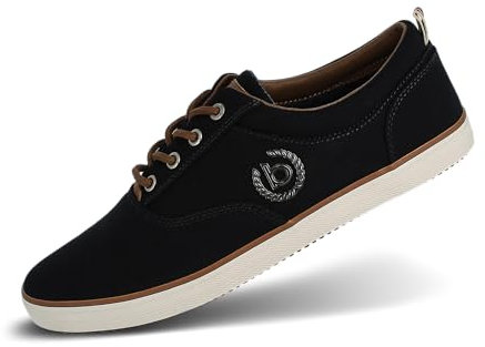 bugatti Canvas Sneaker aus Baumwolle, Low-Top-Leinenschuh mit robuster Gummisohle, Blau, 45 EU