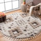 Safavieh Zottelig Teppich für Wohnzimmer, Esszimmer, Schlafzimmer - Moroccan Tassel Shag Collection, Kurzer Flor, Elfenbein und Braun,