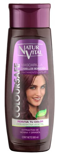 NaturVital Mascarilla ColourSafe Pelo Borgoña | Repara, Protege e Hidrata | Prolonga el Tinte - 300 ml
