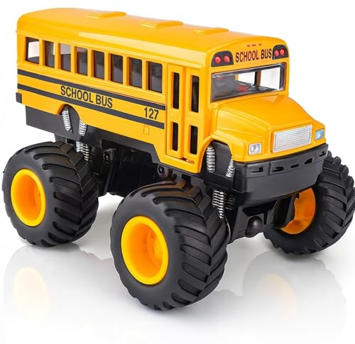 ArtCreativity 5-Inch Diecast Monster School Bus – Pullback Mechanism Toy Truck with Big Wheels, Play Vehicle Gift for Boys
