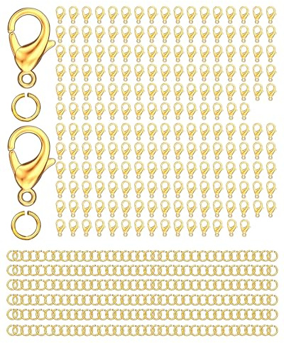 OHINGLT 700 Pieces Lobster Claw Clasps and Open Jump Rings Set, Gold Plated Bracelet Necklace Clasp for Jewelry Making