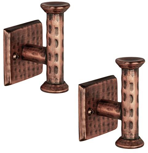 Monarch Abode Towel Hooks for Bathrooms – 2 Pack 3-inch Hand Hammered Metal Antique Copper Hook, Wall Mounted Bathroom Hooks for Towels, Support up to 11 lbs Bath Robe Hook, Towel Hanger for Bathroom