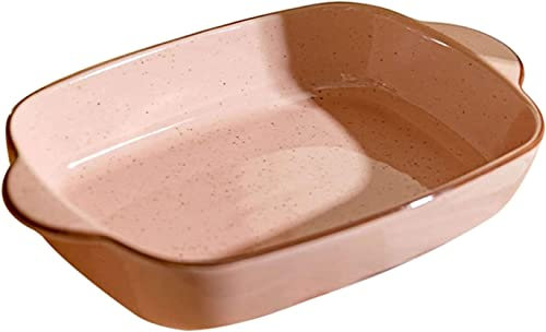 Lasagneform Stor djup, keramisk ugnsform med handtag, lasagnepanna, gryta-Rosa-rektangel 22x16,5x5cm 800ml (Color : Light pink)