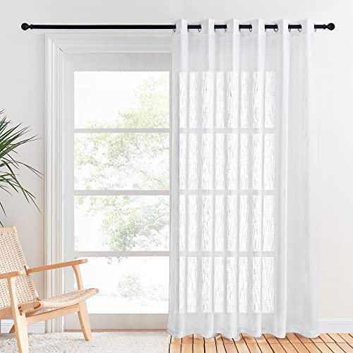 PONY DANCE White Voile Door Curtain - Extra Long Room Divider See Through Eyelet Top Voile Sheer Panel, Sliding Glass Door Partition Thick Sheers Privacy Protected Net Curtain, 80 x 84 Inches, 1 Panel
