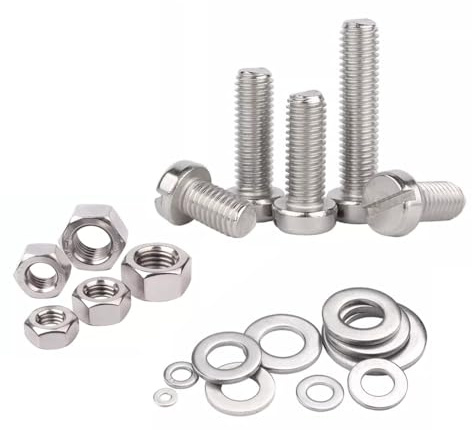 Foyoram M4 Cheese Head Machine Screws M4 Slotted Head Machine Screws Stainless Steel 20 pcs Flat Washer 20 pcs Hex Nuts 20 pcs (M4x18mm)