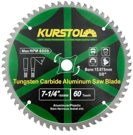 KURSTOL Hoja de Sierra Circular para Aluminio - 184 x 15,875 mm 60 dientes Disco Corte para Aluminio Metales No Nerrosos Plástico