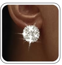 TseenYi Rhinestone Round Shape Stud Earrings Silver Circle Cubic Zirconia Stud Earrings Round Crystal Cluster Earrings Bristal Rhinestone Glitter Earrings Jewelry for Women and Girls