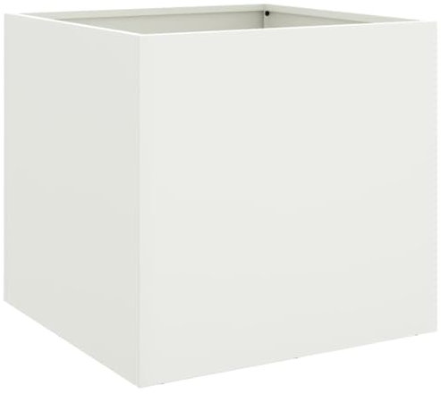 vidaXL Jardinera, Macetero para Plantas Flores Hierbas, Soporte para Macetas, Arriate Elevado para Jardín Patio Terraza Balcón, Acero Blanco