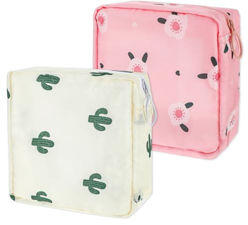 2 Pcs Sanitary Napkin Storage Bag, Portable Reusable Period Bag Women Tampon Pouchs Menstrual Pad Bags Nursing Pad Holder with Zipper Period Kit Bags for Women Teen Girls Feminine Care