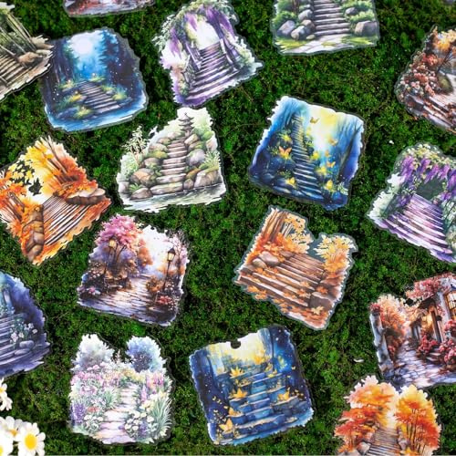 Kit di Adesivi per Scrapbook,180 Pz PET Paesaggio di Viaggio Tema Aesthetic Stickers Decorativi per Bullet Journal Accessori,Journaling,Album Fotografici,Notebook,Fai da te(Viaggi le World Series)