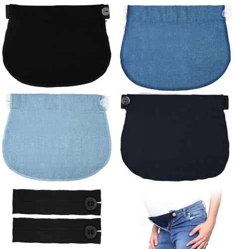 4 Pièces Extension de Pantalon de Maternité, Réglable Taille Extender pour Grossesse, pour Hommes Jeans Pantalons, pour Hommes, Femmes et Femmes Enceintes, Multicolore