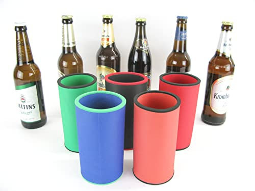 Raffreddatore di alta qualità per lattine di birra da 0,5 l o bottiglie di birra in mix colorato di 5 refrigeratori in neoprene. Vero neoprene con spessore di 5 – 6 mm. (refrigeratore per bottiglie