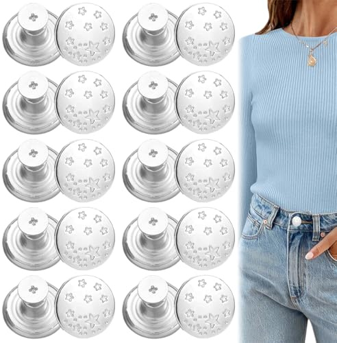 20 Pcs Jeans Buttons, Bouton de Rechange Jeans Bouton Métalliques Bouton, Boutons Jeans Métalliques DIY, 17mm Bouton Pression Jean, Pression pour Réparation de Pantalons, Manteau, Vestes
