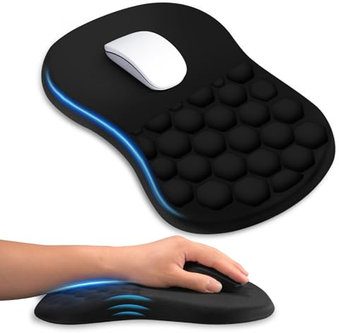Zylentix Ergonomic Mouse Pad with Wrist Rest, Dual-Slope Design for Pain Relief- Large 12x8 Inch Size with Reinforced Memory Foam & Non-Slip Base for Office Desk/Gaming (Black)