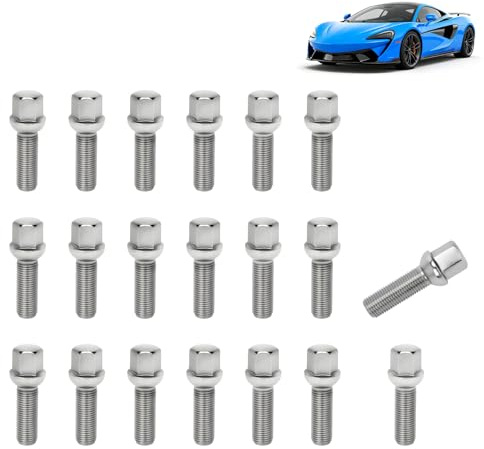 Lot de 20 boulons de roue M14 x 1,5, 40 mm, siège sphérique, boulons de roue en acier allié, compatibles avec Audi, Seat, Volkswagen, Alfa Romeo, Porsche BMW, taille hexagonale 17 mm