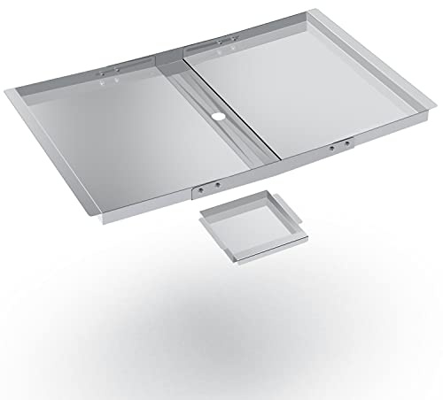 WELL GRILL Vaschetta raccogli grasso in acciaio inox con vaschetta di raccolta, regolabile da 61 a 76,2 cm, per barbecue a gas 3 4 5 bruciatori, Enders, Weber, Charbroil, Nexgrill, Kenmore Grill