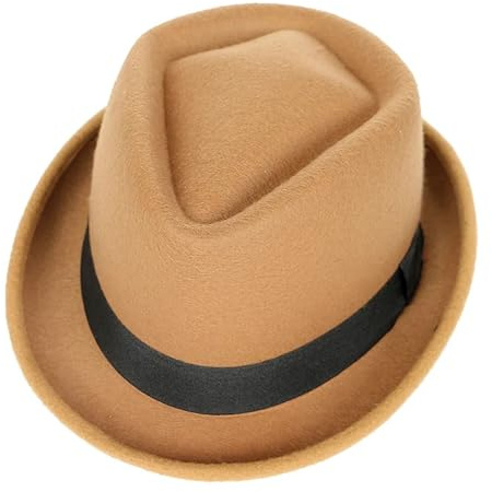 VMDVBNA Klassisk hatt för män, solid, vinter, kortärmad, jazz, hög passform, svart filtmössa för karneval