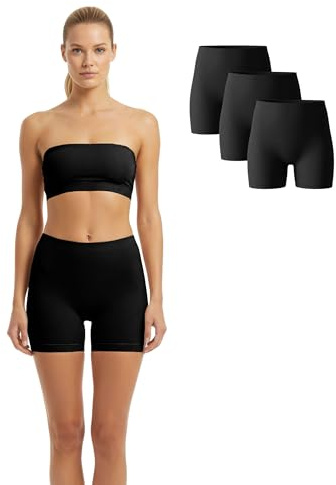 Basic Treasure 3-pack korta leggings dam, anti-skav och hög midja