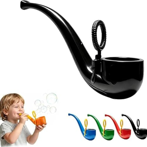 APOMNG Retro Soap Bubble Pipe One Piece Molded Reusable Bubble Wand Vintage Smoke Ring Bubble Maker for Adults Outdoor Garden Fun Party Favour Birthday Gift,Black