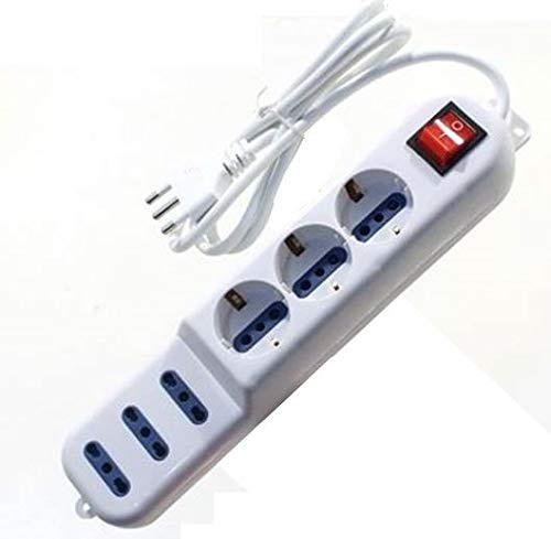 MULTIPRESA CIABATTA 6 PRESE - 3 SCHUKO + 3 BIPASSO UNIVERSALI CON INTERRUTTORE