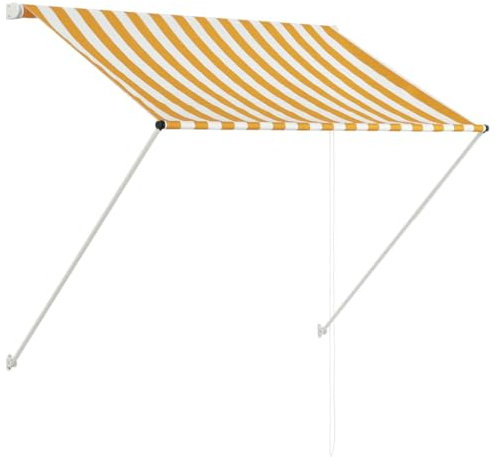 vidaXL Markise, Klemmmarkise Einziehbar, Sonnenschutz für Fenster Terrasse Balkon, Balkonmarkise Fallarmmarkise Fenstermarkise, 100×150cm Gelb Weiß