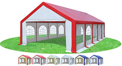 Stabilezelte Partyzelt 5x10m Modular Professional PVC 500 g/m² mit Fenster ROT Weiss