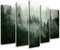 Feeby Bild Auf Leinwand 200x100 cm Wald im Nebel 5 tlg Modern Bilder Wandbilder Leinwandbild Kunstdruck Wohnzimmer Schlafzimmer Büro Flur Landschaft Natur Grün