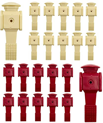 EYEPOWER 22 Outdoor Tischkicker Figuren 16mm - Beige vs. Bordeaux Rot - Tisch Fussball Kicker Figuren -Tisch Fussballspiel Zubehör Fußball Kickertisch Ersatzteile Tischfussball Figuren Kicker Tisch