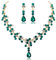 Prosy Braut Strass Halskette und Ohrring Set Kristall Halskette Braut Party Hochzeit Schmuck Sets für Frauen und Mädchen (Grün)