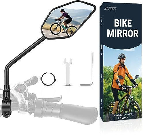 COICER Rétroviseur pour Vélo Électrique Droit HD Rotatif à 360° et Pliable, Surface de Miroir Extra Large, Verre Véritable Résistant aux Chocs