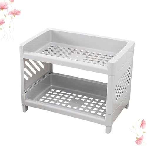 MAGICLULU Mensola Espositiva per Cucina e Porta Spezie in Plastica Grigia, Supporto Doppio Strato per Organizzatore da Banco, per Ripiani e Risparmio Spazio in Cucina