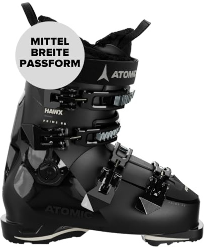 ATOMIC HAWX Prime 85 W Skischuhe Frauen - Größe 26/26.5 - Alpin-Skischuh in Black/Stone - Boots mit 3D Knöchel & Ferse für präzisen Sitz - mittelbreite Skistiefel für Fortgeschrittene