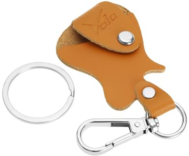 Vola Guitar Picks Holder Case Leather Guitar Pick Holder Keychain Plectrum Case Bag Picks Storage, Black
