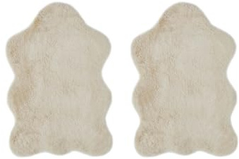 -Luxor- Living Coste - Alfombra mullida para Dormitorio, Ideal para Usar como Alfombra de Cama o Dormitorio, Juego de 2 Unidades, 55 x 80 cm, Color Beige