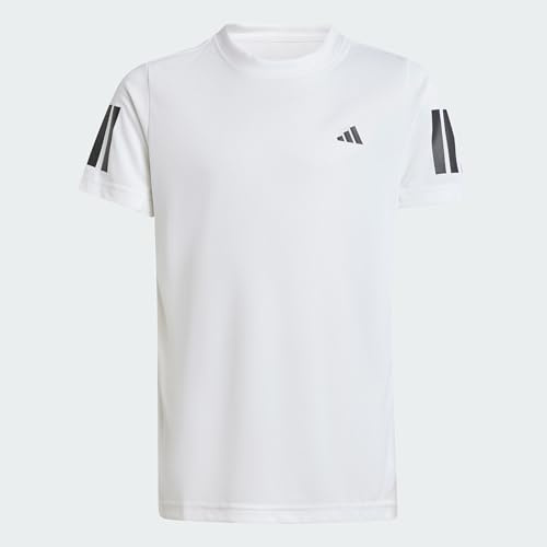 adidas Boy's Boys Club Tennis 3-Stripes T-Shirt, White, 15-16 Years