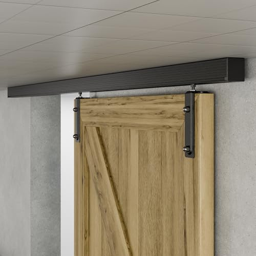 AONAYIOA 79.2/6.6FT Ceiling Mount Box Rail Barn Door Hardware Heavy Duty Sliding Barn Door Track, Aluminium Alloy Kit for Single Door (No Door)