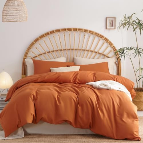 Lanqinglv Bettwäsche 140x200 Karamell Orange Wendebettwäsche Set aus Mikrofaser,Einfarbig Bettbezug Deckenbezug 140x200 mit Reißverschluss und Kissenbezug 80x80cm,Oeko-Tex Zertifiziert