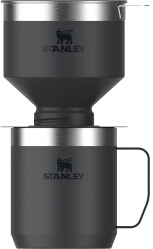 STANLEY Perfect Brew Pour Over Set | 12 oz Camp Mug with Lid Included | Drip Coffee Maker with Reusable Filter | Insulated Stainless Steel | BPA-Free | Black 2.0