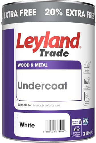 Leyland Trade – Wood & Metal - Undercoat - White – 20% Extra - 3L