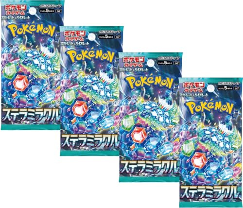 Pokemon TCG Stellar Miracle Booster Packs x4 | Japanese Stellar Crown Booster Packs | Japanese Pokémon Cards | Scarlet & Violet Series | Titan Authenticated