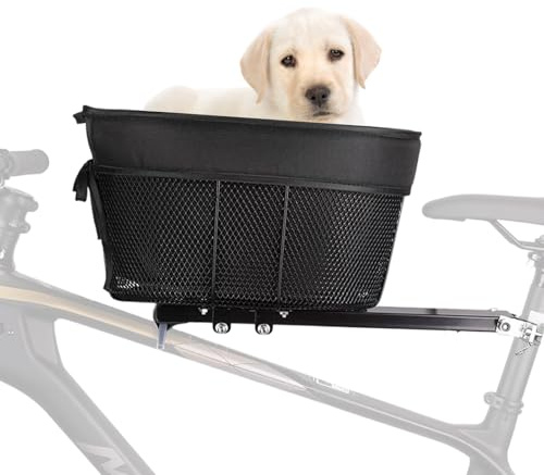 Cycling Dog Carrier Basket, Portable Pet Cycling Carrier Comfortable Bike Handlebar Front Crossbar Bag with Sponge Liner Safety Strap for Shopping (Type A)