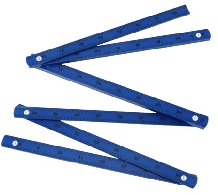 Smgda Folding Measuring Rule, Carpenter's Ruler, 2M / 78 Metric and Inch Measurements, Lightweight Composite Construction Ruler for Woodworking Tape (Blue)