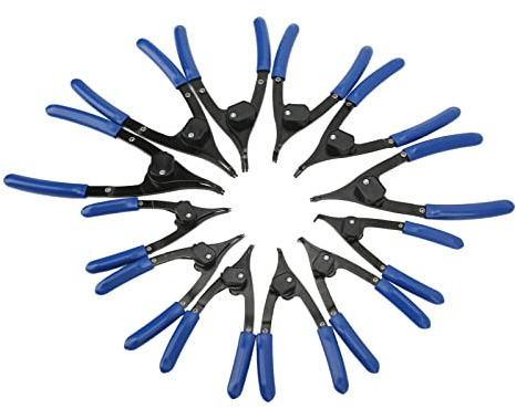 ACOGEDO Jeu de 12 Pinces à Pression avec Mâchoire Droite Courbée pour Circlip Interne Externe – Kit d'outils de Réparation Automobile Universel pour Mécaniciens