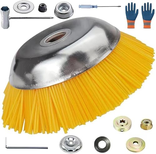 Tête de Brosse en Nylon pour Débroussailleuse, 200 mm x 25,4 mm Brosse Debroussailleuse,Brosse à Herbes Sauvages, pour Mousse et Mauvaises Herbes – Disque & Brosse pour débroussailleuses