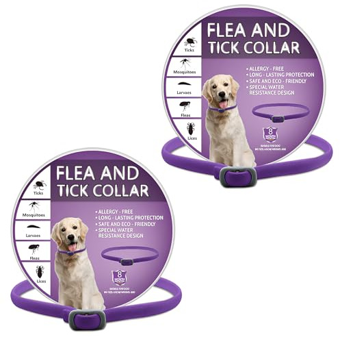2 Pack Dog Repellent Collar, 65cm Adjustable Waterproof Collar for Dogs, Natural Essential Oils, Safe & Effective Protection for Puppies & Dogs (Purple)
