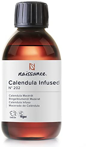 Naissance Calendula Infunderas Olja (nr 202) 225 ml - Ren, Naturlig och Infunderas i Solrosolja - Hydrater Hud, Händer och Fötter - Idealisk för DIY Skönhet Recept